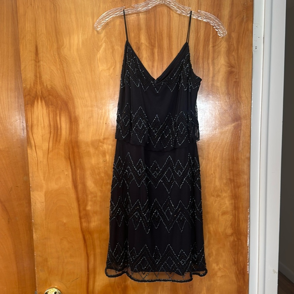 Aqua Dresses Navy blue beaded Cocktail Dress Size 8
